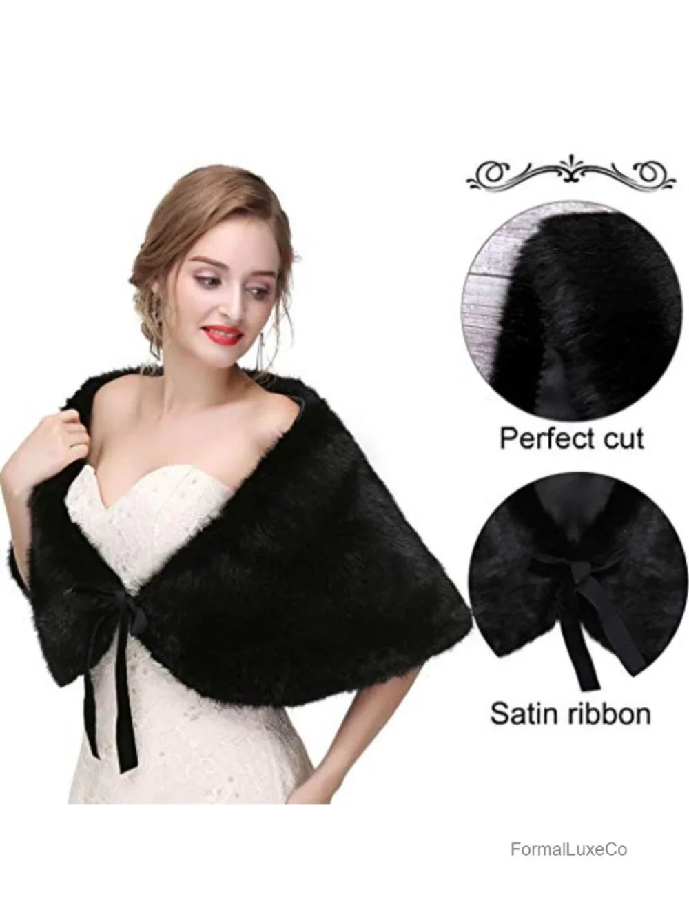 Faux Fur Wrap Shawl Sleeveless Capelet Bridal Wedding Stole Bolero Shrug